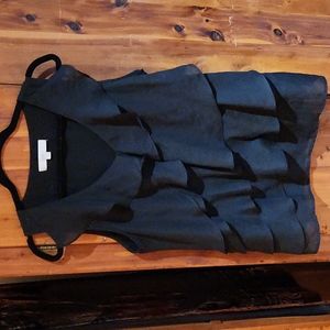 Loft black ruffle sleeveless top sz L